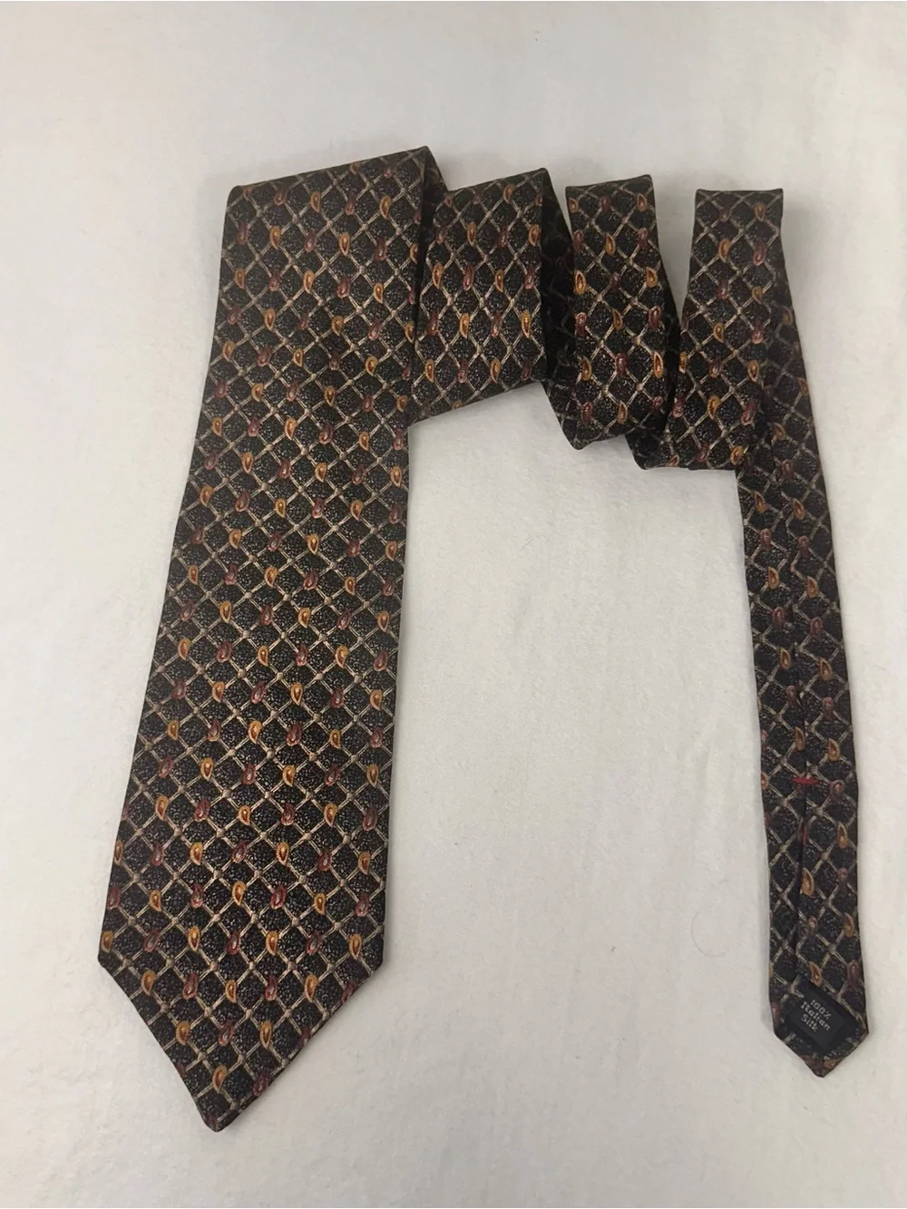 Bugatti Mens Tie Grey & Mauve Paisley Necktie Silk Office Party Wedding